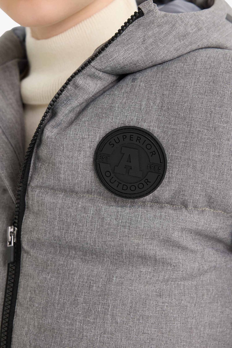 DeFacto Grey Boy Boy Hooded Water Repellent Puffer Jacket Casual - Image 5